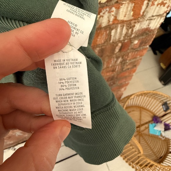 Aerie Forest Green V-Neck Sweatshirt - Picture 3 of 4